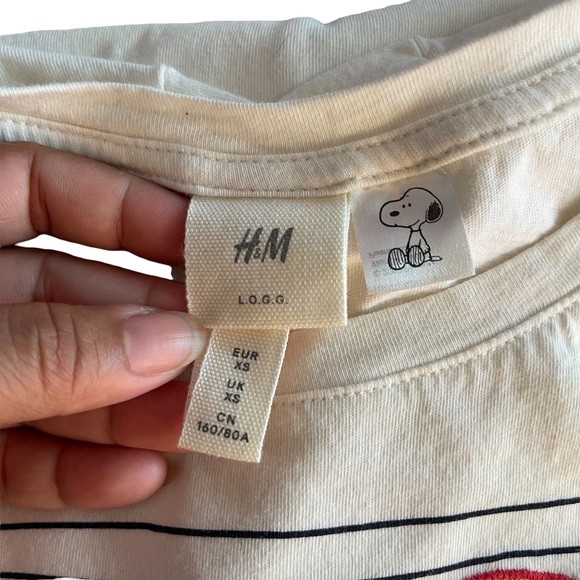 LOGG by H&M Snoopy in Heart Logo Cream T-shrit Size XS - Picture 4 of 7